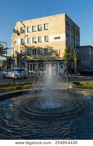 PETRICH, BULGARIA - SEPTEMBER 6, 2017:  Building of town hall in Centre of Petrich, Blagoevgrad region, Bulgaria