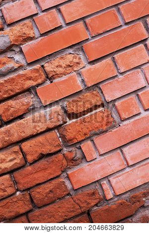 Old red bricks half new. Building structure