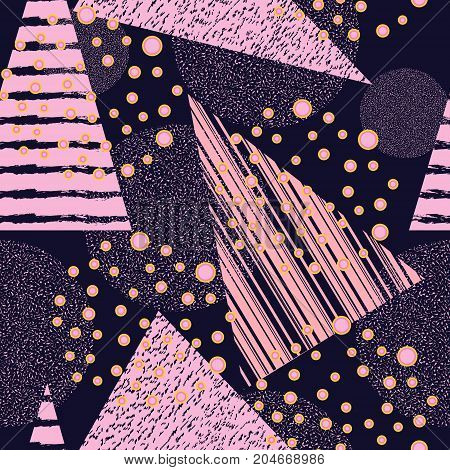 Abstract geometric seamless pattern with circles and triangles. Design papers covers fabrics interiors and other surfaces.