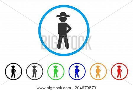 Gentleman Audacity rounded icon. Style is a flat gentleman audacity gray symbol inside light blue circle with black, gray, green, blue, red, orange versions.