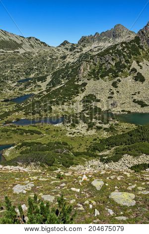 Amazing landscape with Prevalski lakes and Dzhangal peak, Pirin Mountain, Bulgaria