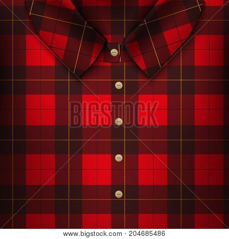 Folded Plaid Shirt. The symbol for accuracy and fashion. Traditional American plaid texrure. Design element for store and retail. Editable Vector illustration