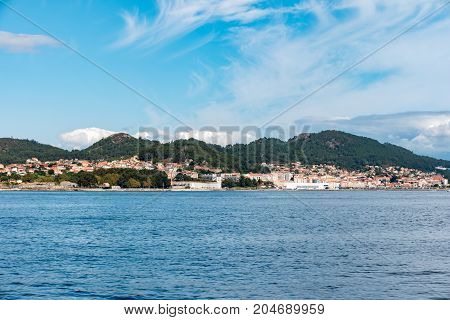 Overlook of the coast of Cangas in the province of Pontevedra Galicia Spain.