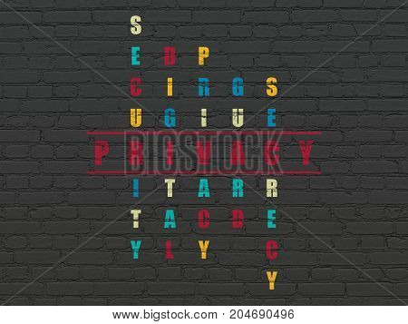 Privacy concept: Painted red word Privacy in solving Crossword Puzzle