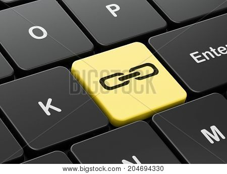 Web design concept: computer keyboard with Link icon on enter button background, 3D rendering