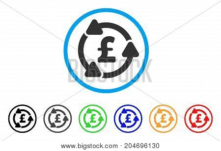 Pound Circulation rounded icon. Style is a flat pound circulation gray symbol inside light blue circle with black, gray, green, blue, red, orange variants.