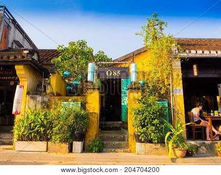 Hoian, Vietnam - August 20, 2017: Unidentified woman in a restaurant in Hoian, an ancient town, in Vietnam.
