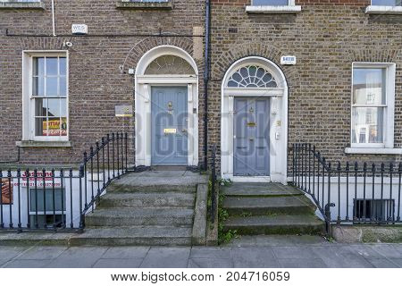 Dublin, Ireland - 18 Sep 2017 - old Georgian architecture in Dundrum, Dublin