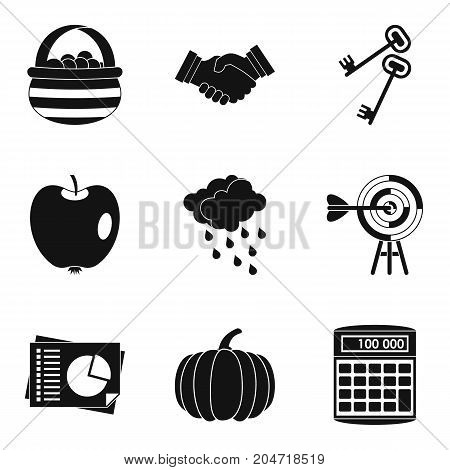 Estimated company icons set. Simple set of 9 estimated company vector icons for web isolated on white background