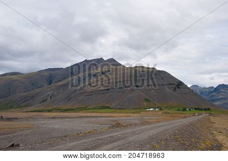 Road In The Landscape In East Iceland