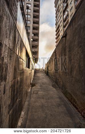 End Of The Tunnel. Street Like Tunnel In Azerbaijan Baku