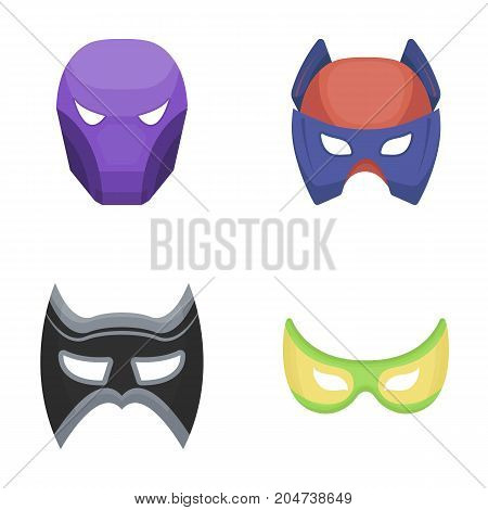 Mask on the head and eyes. Super Hero Mask set collection icons in cartoon style vector symbol stock illustration .