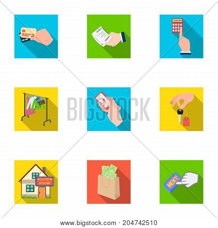 Credit, card, money, bargain, calculator, auction, shop.E- commerce set collection icons in flat style vector symbol stock illustration .