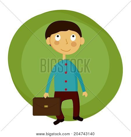 happy schoolboy with a backpack sudent, vector sign, banner, illustration