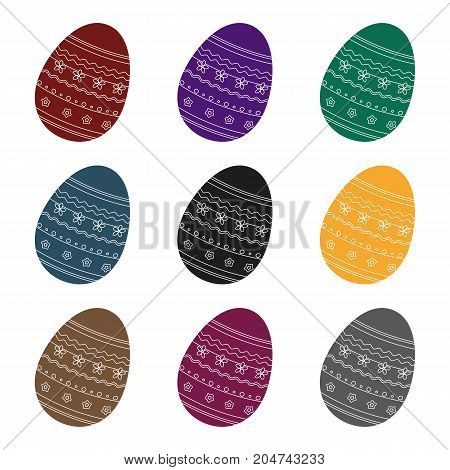 Dyed patterns egg for Easter. Easter single icon in black style vector symbol stock web illustration.