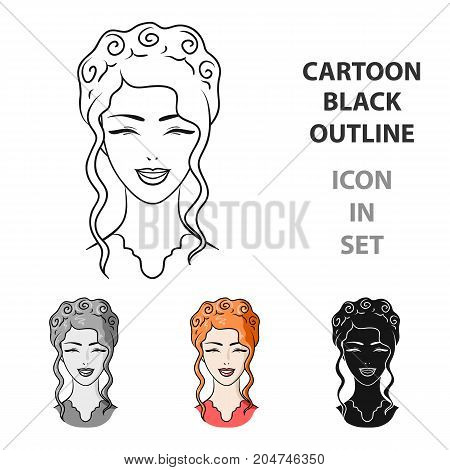 Avatar of a Japanese girl with a hair.Avatar and face single icon in cartoon style vector symbol stock web illustration.