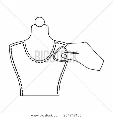 Sewing, marking with chalk on a mannequin. Sewing and equipment single icon in outline style vector symbol stock illustration .