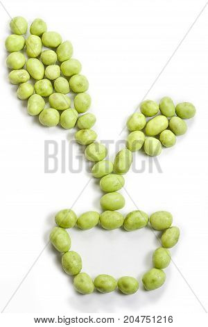 Forming wasabi peanut isolated on white background.