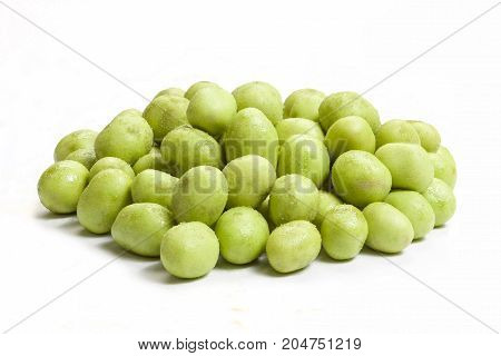 Coated peanut wasabi flavour isolated on white background.