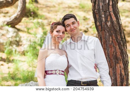 Romantic dating. Young loving couple embracing on nature.