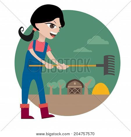vector of character design of farm girl