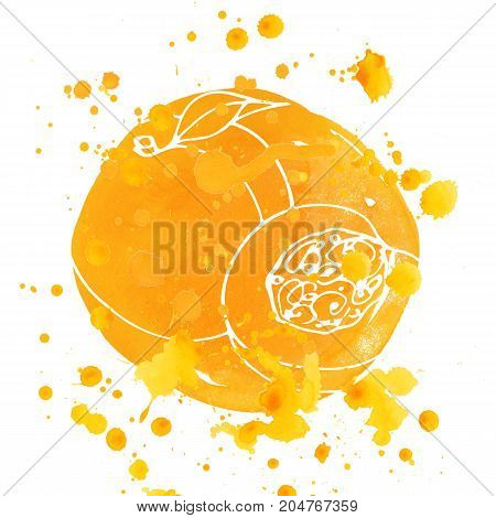 hand drawn apricot and yellow watercolor splashes