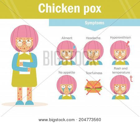 Chicken pox. Vector. Cartoon character Isolated Flat Child