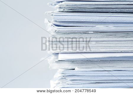 extreamely close up report paper stacking of office working document