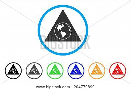Terra Triangle rounded icon. Style is a flat terra triangle gray symbol inside light blue circle with black, gray, green, blue, red, orange versions. Vector designed for web and software interfaces.