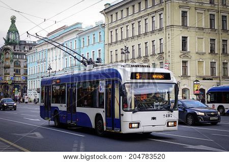 Traffic On Street In Saint Petersburg, Russia