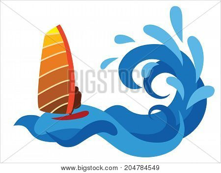 Abstract illustration of surfer on the sea.