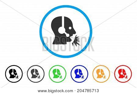 Operator Speech rounded icon. Style is a flat operator speech gray symbol inside light blue circle with black, gray, green, blue, red, orange variants. Vector designed for web and software interfaces.