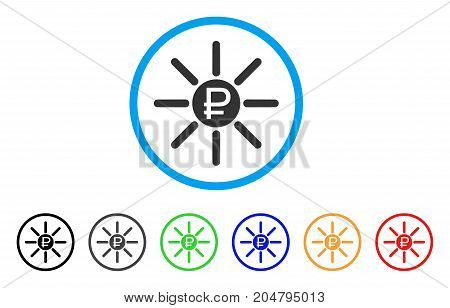 Rouble Source rounded icon. Style is a flat rouble source grey symbol inside light blue circle with black, gray, green, blue, red, orange versions. Vector designed for web and software interfaces.