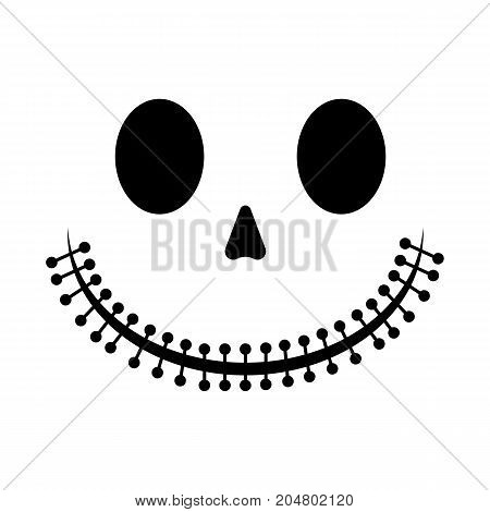 Halloween Poster with skeleton cheerful smile. skeleton background