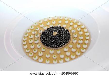 Luxury food - close up caviar for dinner