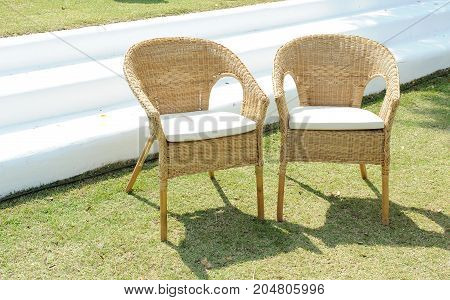 outdoor chair in the garden in good day