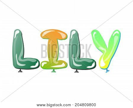 Lily female name design text balloons. Vector illustration