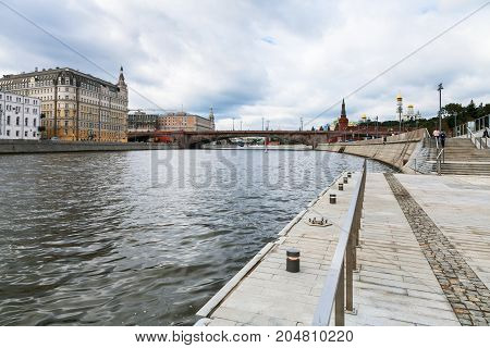 River And Moskvoretskaya Embankment In Moscow