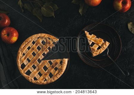 Piece Of Apple Pie On Cake Server