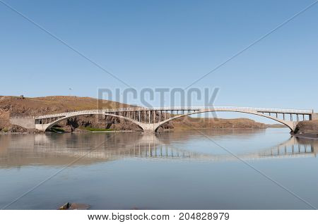 Bridge Crossing Hvita River Near Ferjukot In Borgarfjordur Iceland