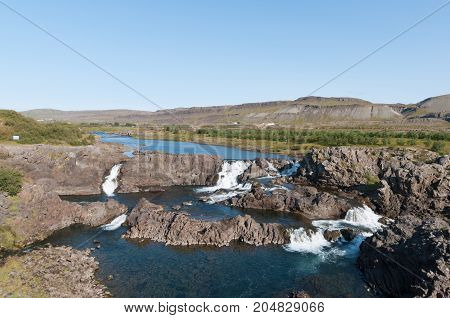 Waterfall Glanni In Nordura River In Borgarfjordur In Iceland