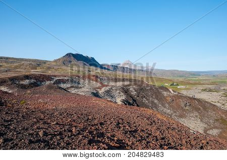 Icelandic Countryside Landscape In Borgarfjordur