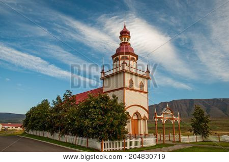 Church Of Grund In Eyjafjordur Iceland