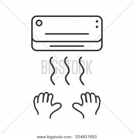 black thin line hand dryer icon. concept of monochrome badge, latrine, closet, interior element, airflow. hand drawn style trend modern logotype graphic design vector illustration on white background