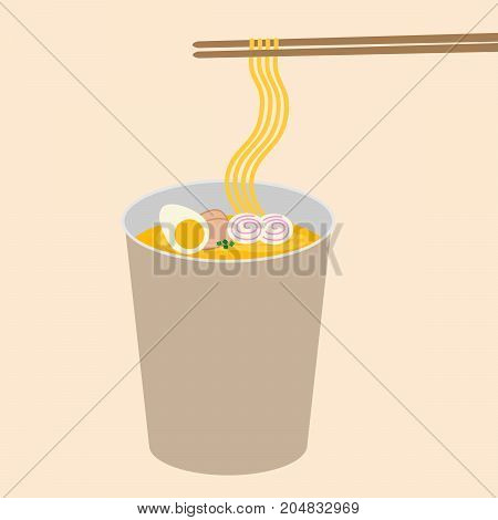 vector illustration of instant cup noodles. asian food
