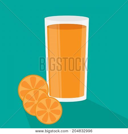 vector illustration of orange juice in grass