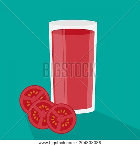 vector illustration of tomato juice in glass