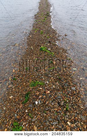 Image of coastal marine area with shallow pebbles