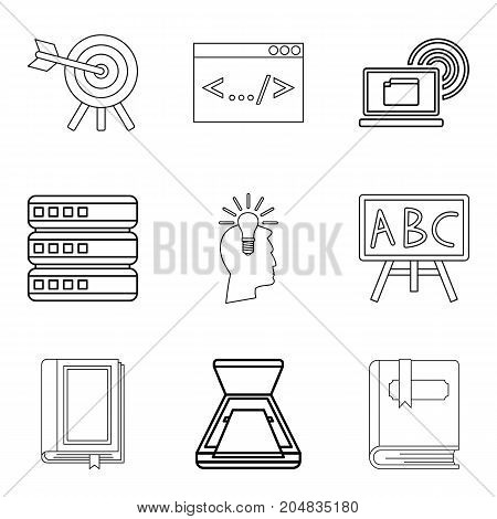 Magazine icons set. Outline set of 9 magazine vector icons for web isolated on white background