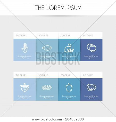 Set Of 8 Editable Cookware Outline Icons. Includes Symbols Such As Corn, Cole, Hazelnut And More